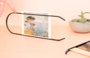 Caliper sustainable modern picture frame. Arch shaped frame, minimal and elegant. Made of recycled steel. Frame and wall display for photographs and art.